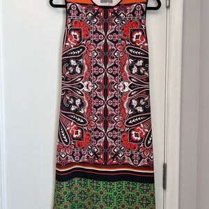 Clover Canyon Red, Black, Pink & Green Graphic Sleeveless Midi Dress